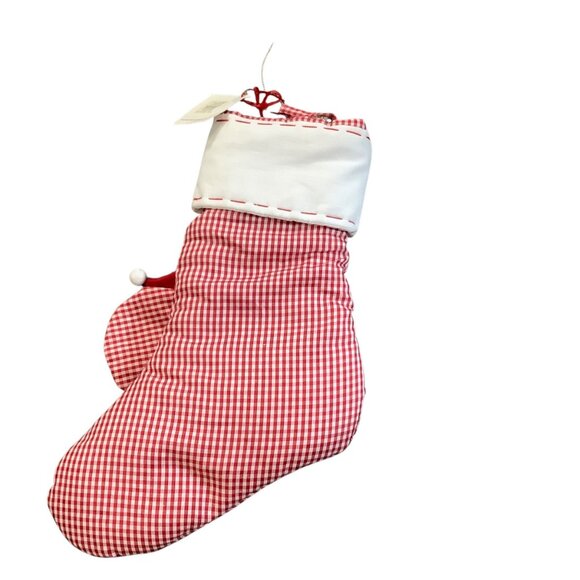 Babys My First Christmas Stocking Mud Pie Red White Santa Gingham 17” NEW - Picture 7 of 8